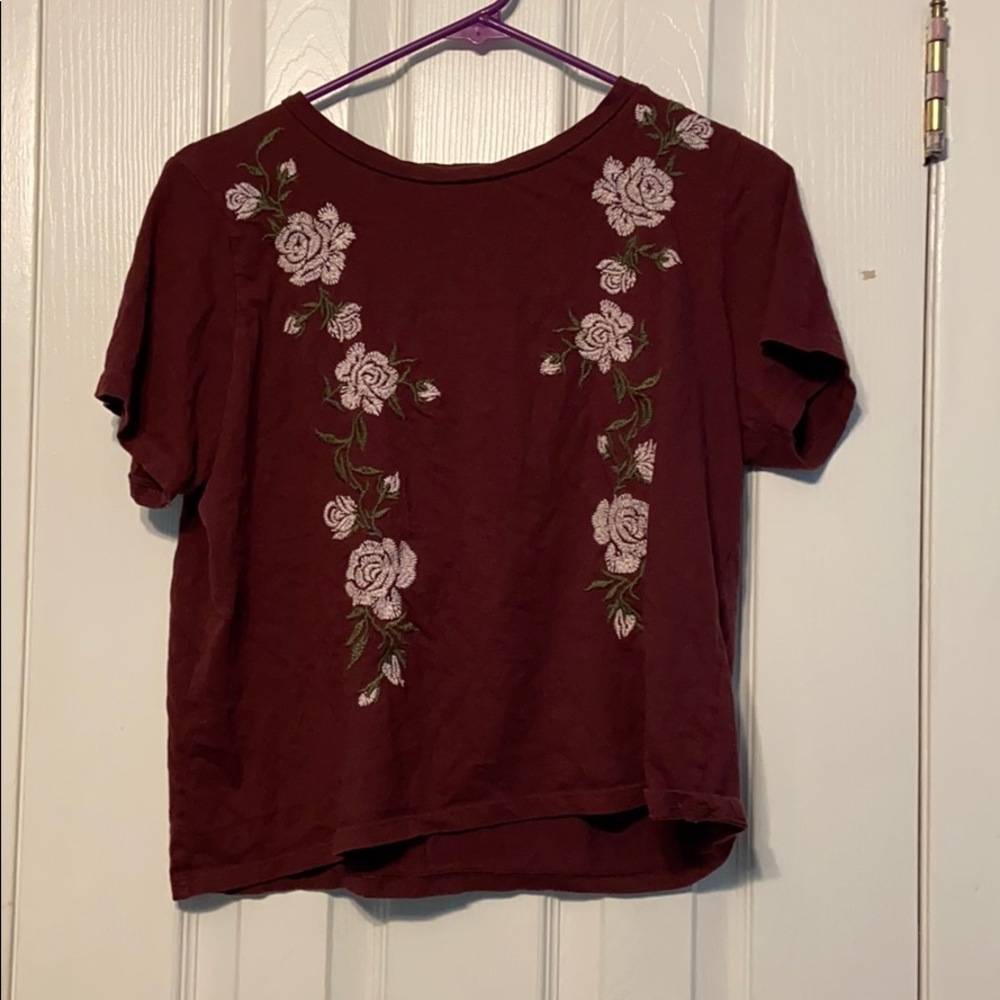 Burgundy flowered crop top